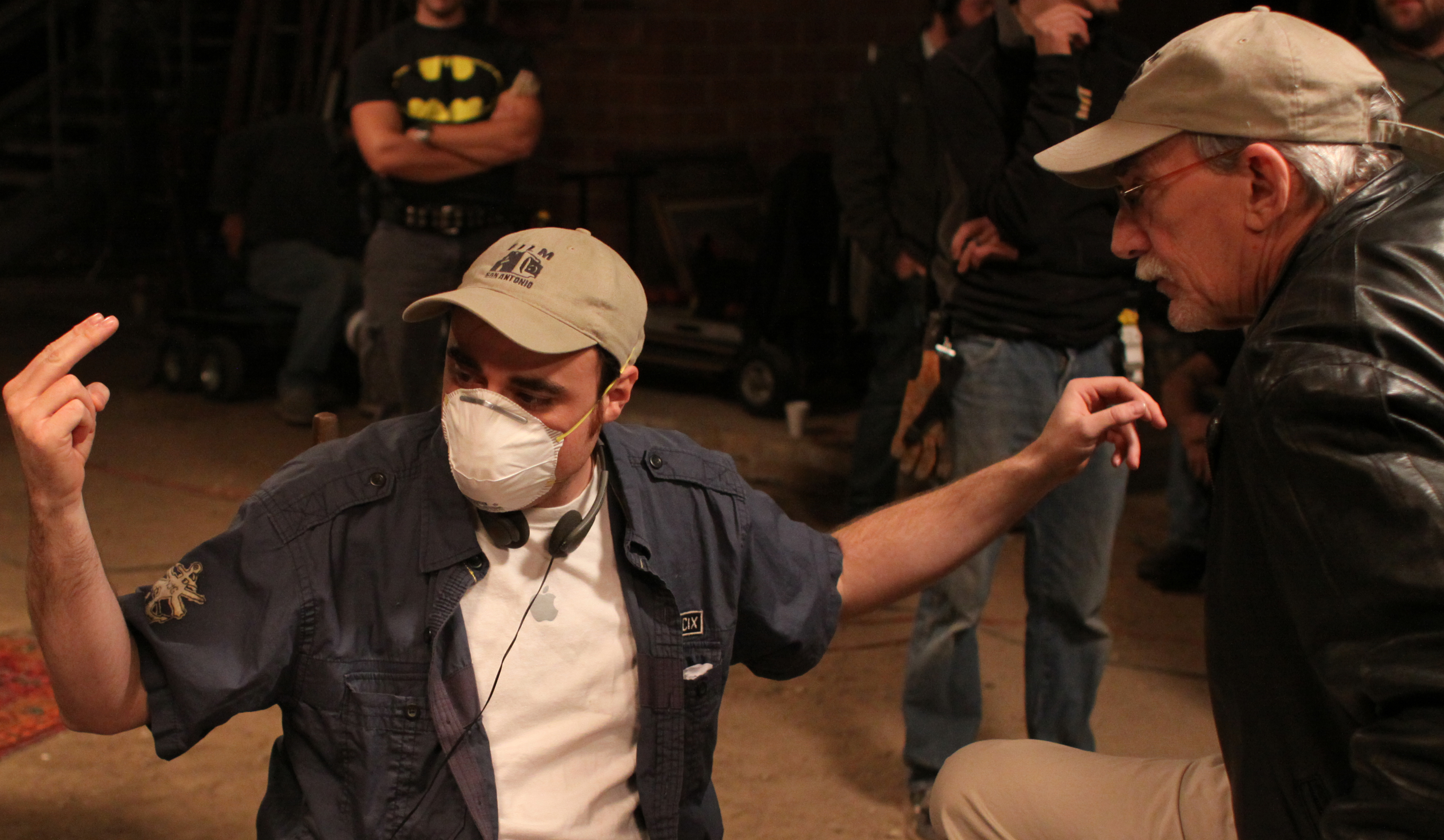 L-R: Co-director Duane Graves (The Wild Man of the Navidad) with writer/producer Kim Henkel (The Texas Chain Saw Massacre) on the set of BUTCHER BOYS, November, 2010