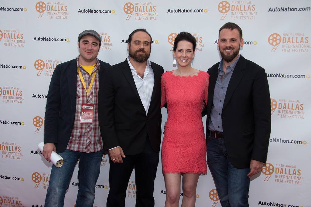 (L-R) Co-writer/directors Duane Graves and Justin Meeks with producers Karrie and Marcus Cox (Tangerine, Adult Beginners) at the world premiere of RED ON YELLA, KILL A FELLA, Dallas International Film Festival, April 10, 2015