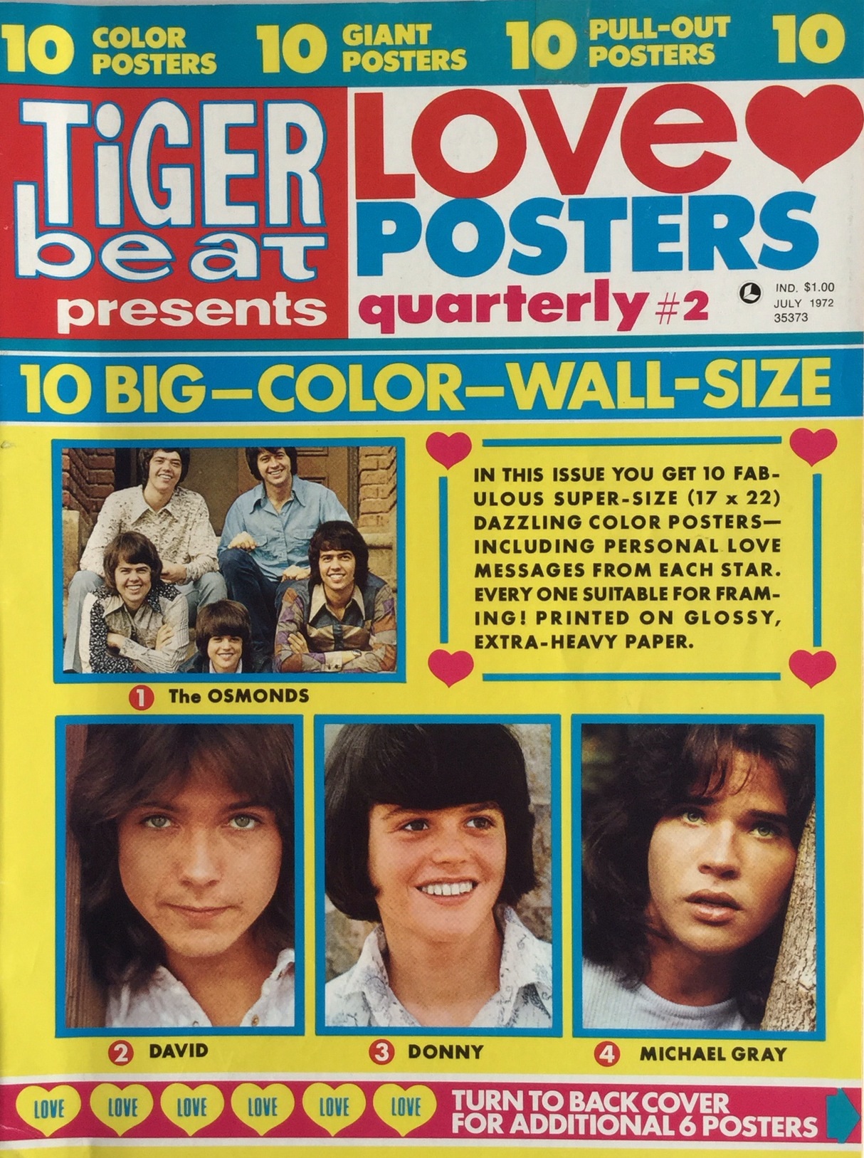 Cover Tiger Beat Magazine presents Love Posters (July 1972)