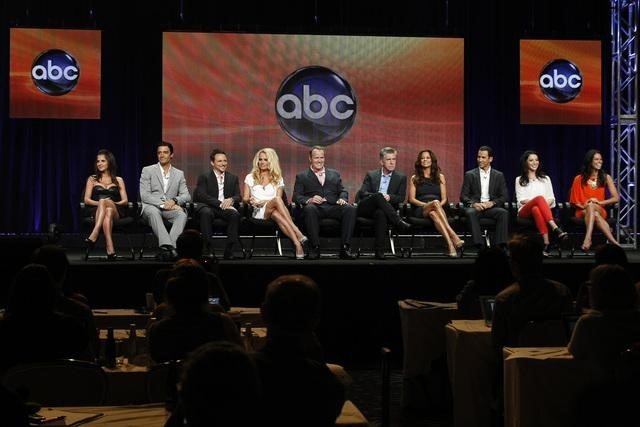 Still of Tom Bergeron, Conrad Green, Drew Lachey, Kelly Monaco, Gilles Marini, Helio Castroneves, Bristol Palin and Melissa Rycroft in Dancing with the Stars (2005)