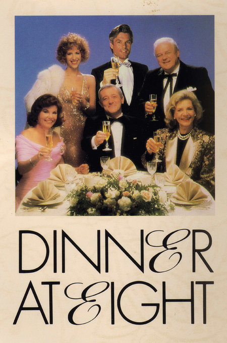 From the left (seated) Marsha Mason, John Mahoney, Lauren Bacall, (standing) Ellen Greene, Harry Hamlin and Charles Durning invite you to Dinner at Eight. don't be late!