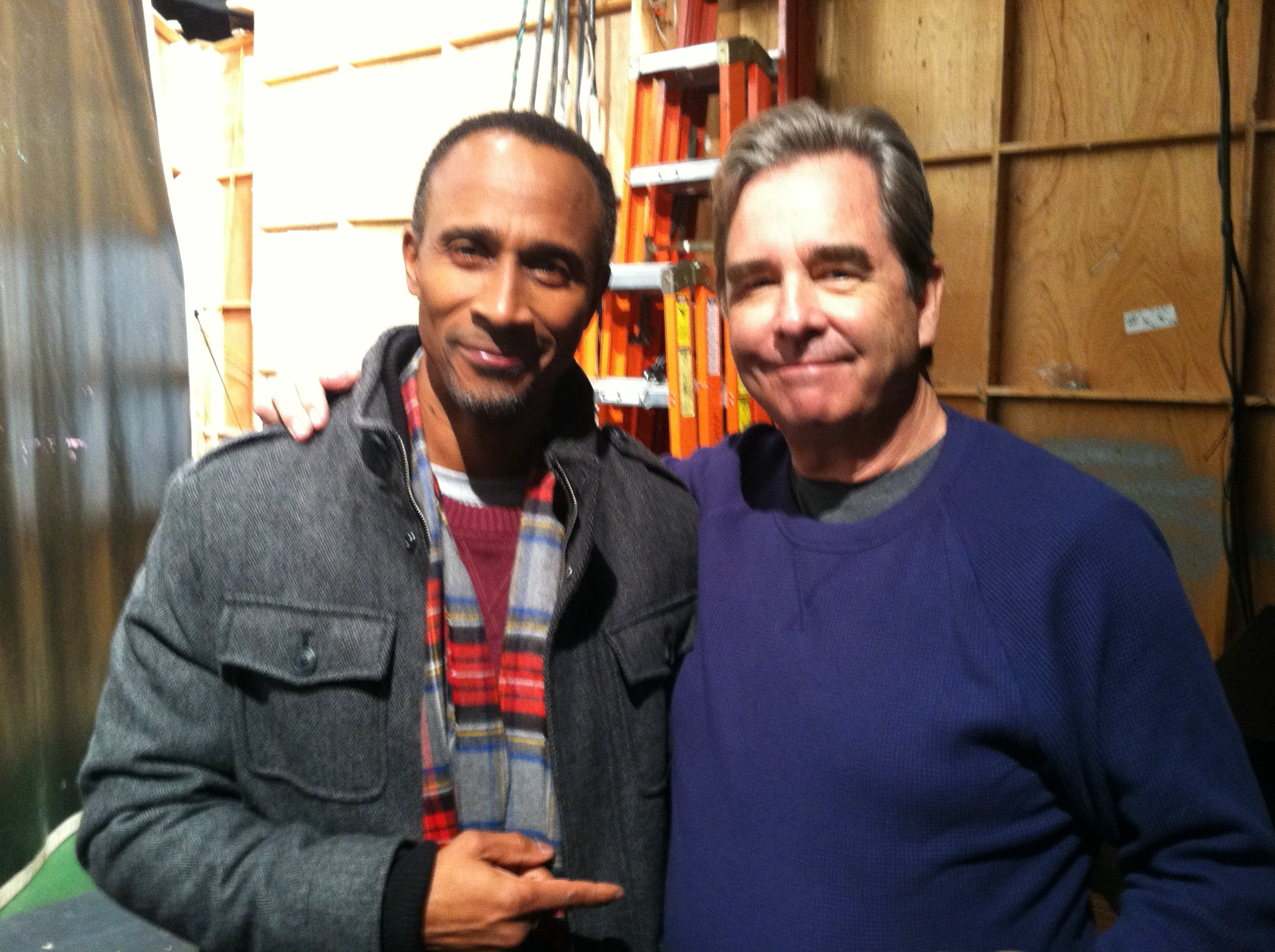 Gordon and Beau Bridges on the set of The Millers