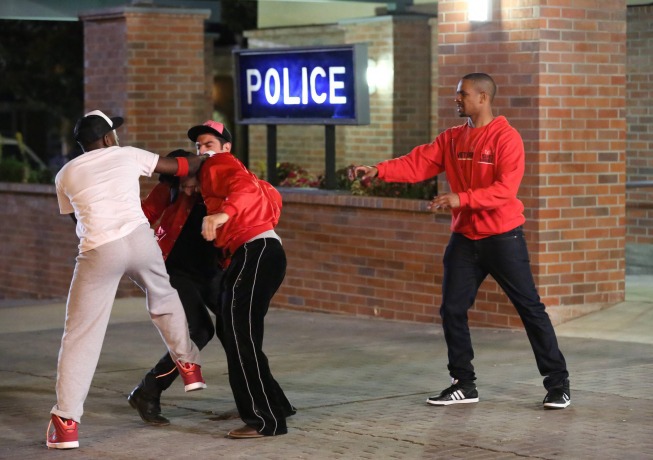 Still of Max Greenfield, Damon Wayans Jr., Lamorne Morris and Jake Johnson in New Girl (2011)