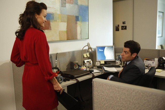 Still of Carla Gugino and Max Greenfield in New Girl (2011)