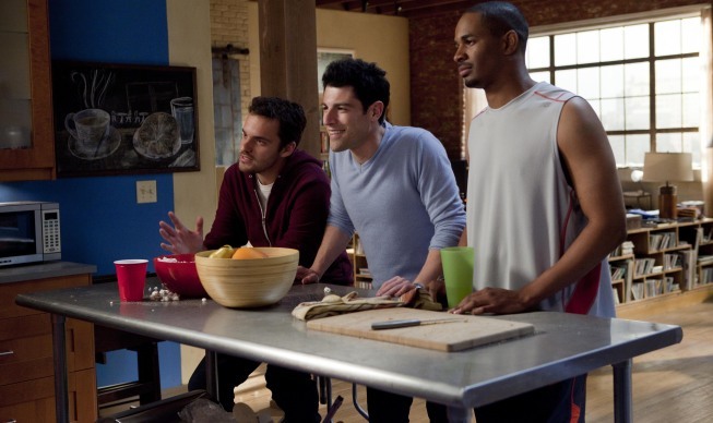 Still of Max Greenfield, Damon Wayans Jr. and Jake Johnson in New Girl (2011)