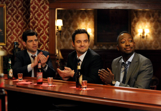 Still of Max Greenfield, Lamorne Morris and Jake Johnson in New Girl (2011)