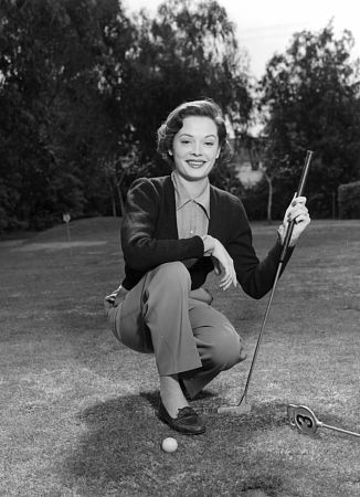 Jane Greer golfing, c. 1955.