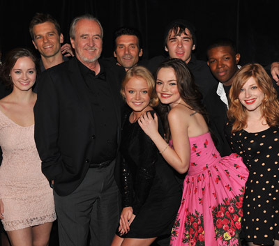 Wes Craven, Zena Grey, Denzel Whitaker, Nick Lashaway, Emily Meade, Paulina Olszynski and Shannon Maree Walsh at event of My Soul to Take (2010)