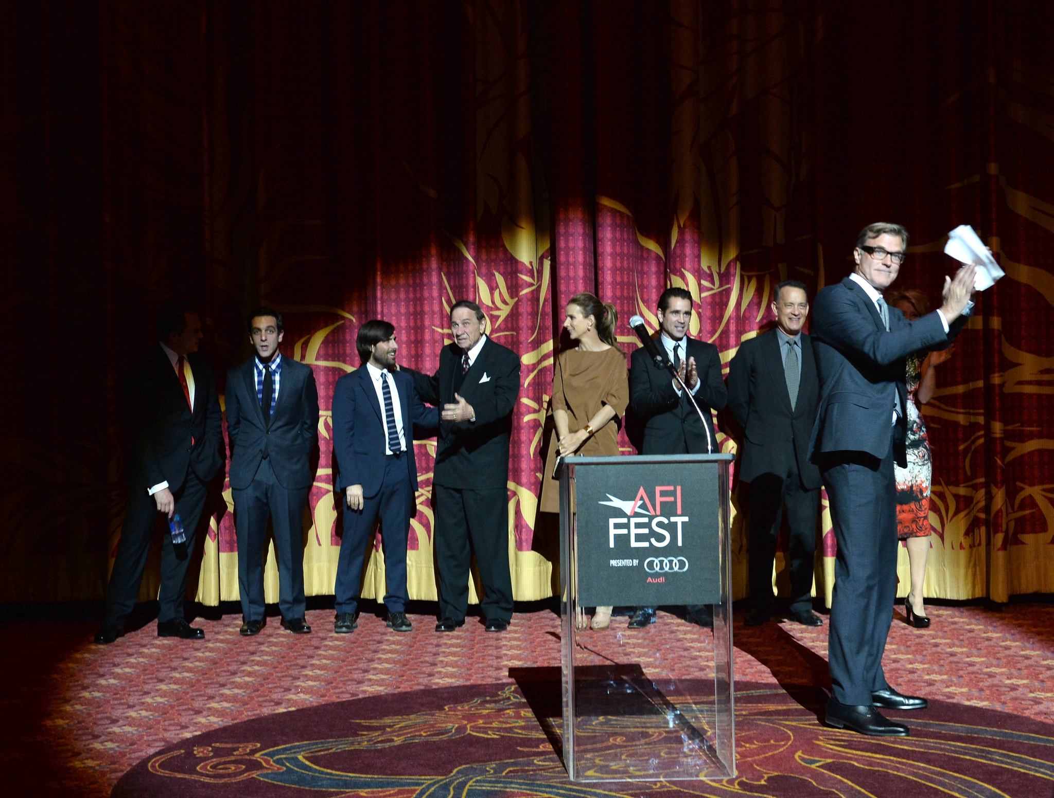 Tom Hanks, Jason Schwartzman, Colin Farrell, Rachel Griffiths, John Lee Hancock, Richard Sherman, Bradley Whitford and B.J. Novak at event of Isgelbeti pona Benksa (2013)