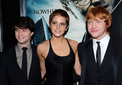 Tom Felton, Rupert Grint, Daniel Radcliffe and Emma Watson at event of Haris Poteris ir mirties relikvijos. 1 dalis (2010)