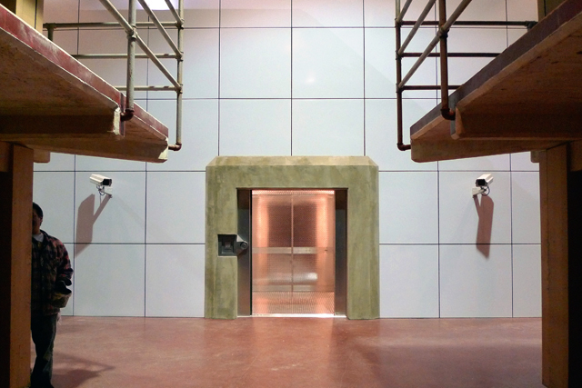 Security elevator to the 'new' prison - Built on stage for 