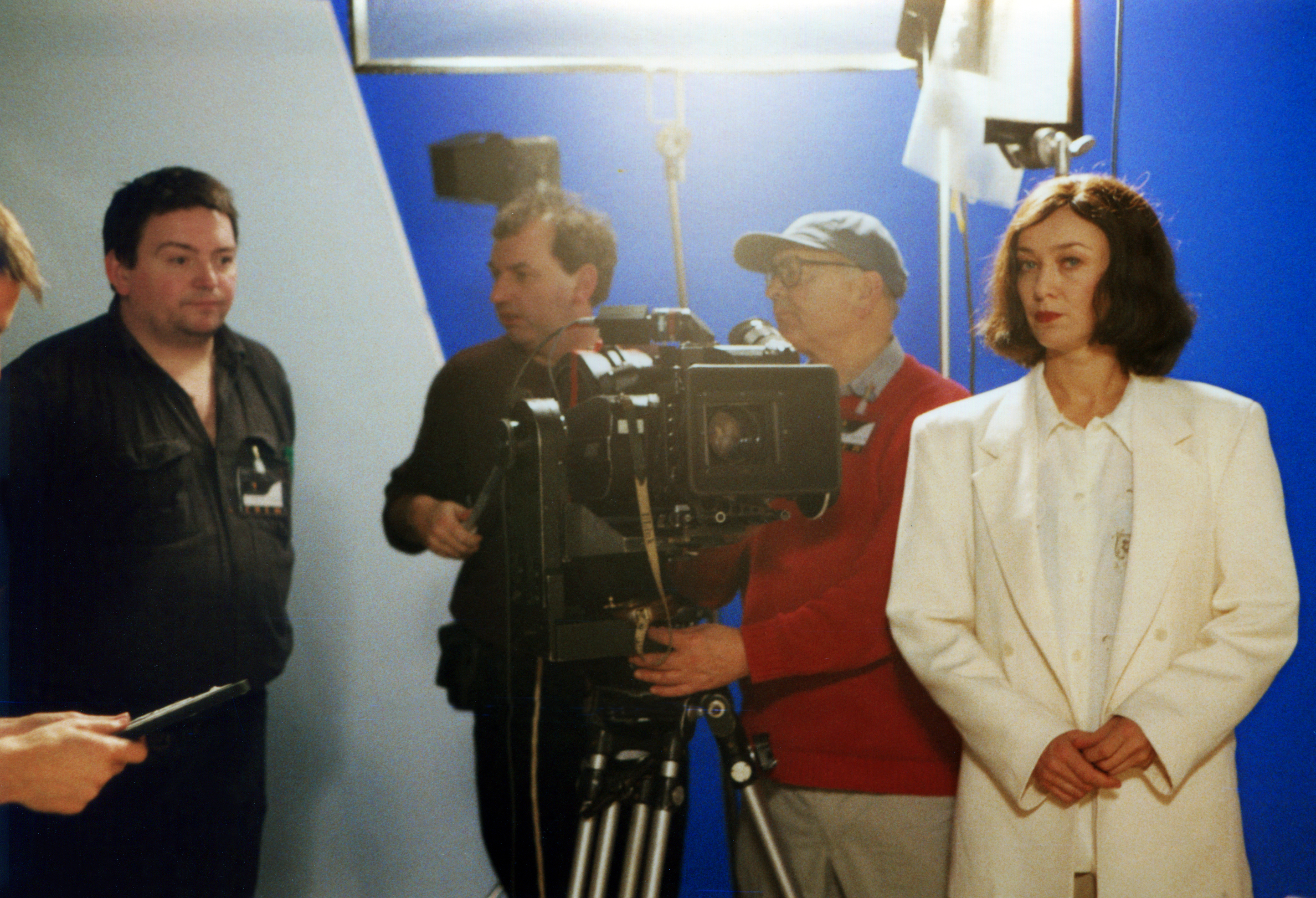 Jim filming pick ups with Portia Booroff and crew in a London studio.
