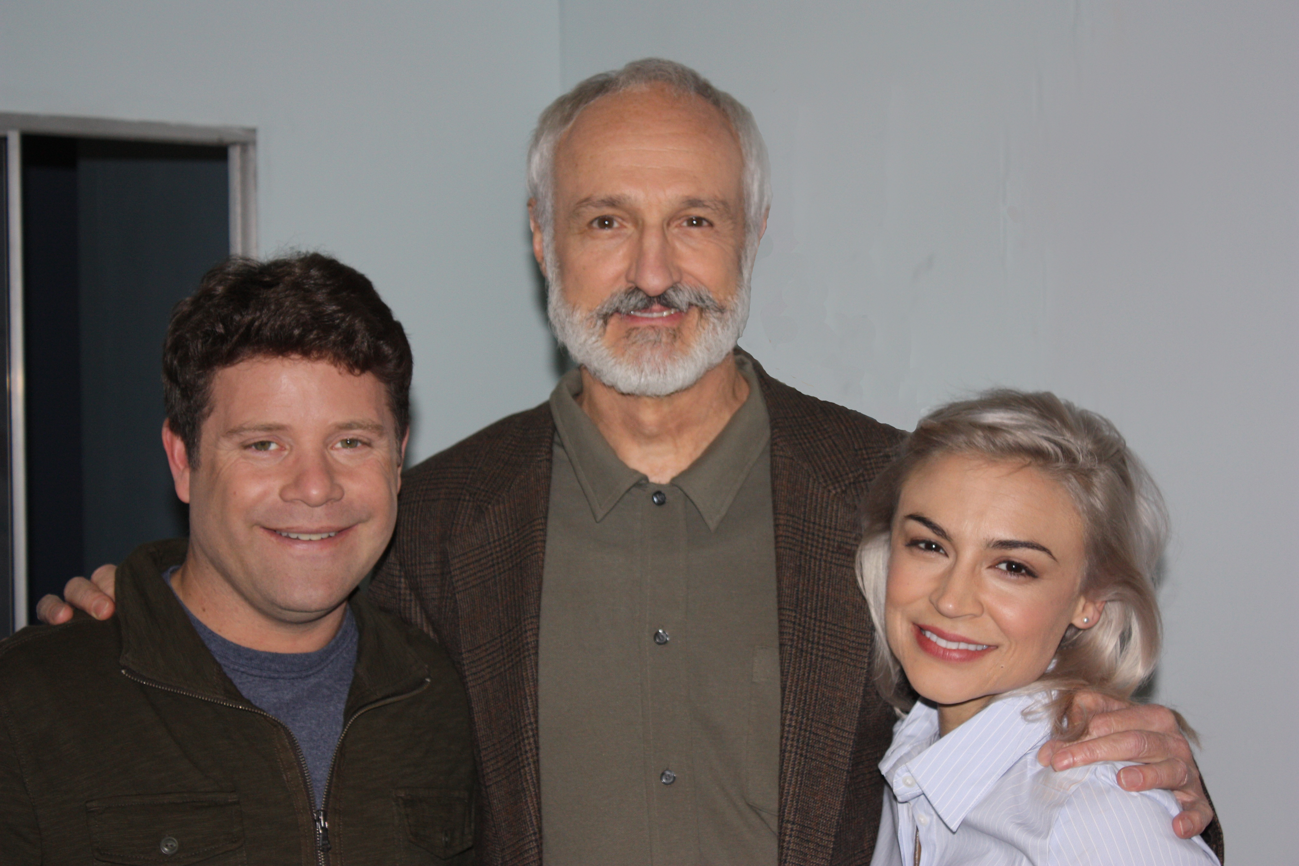 Actor Michael Gross with co-stars Sean Astin and Samaire Armstrong on the set of the 2012 film, 