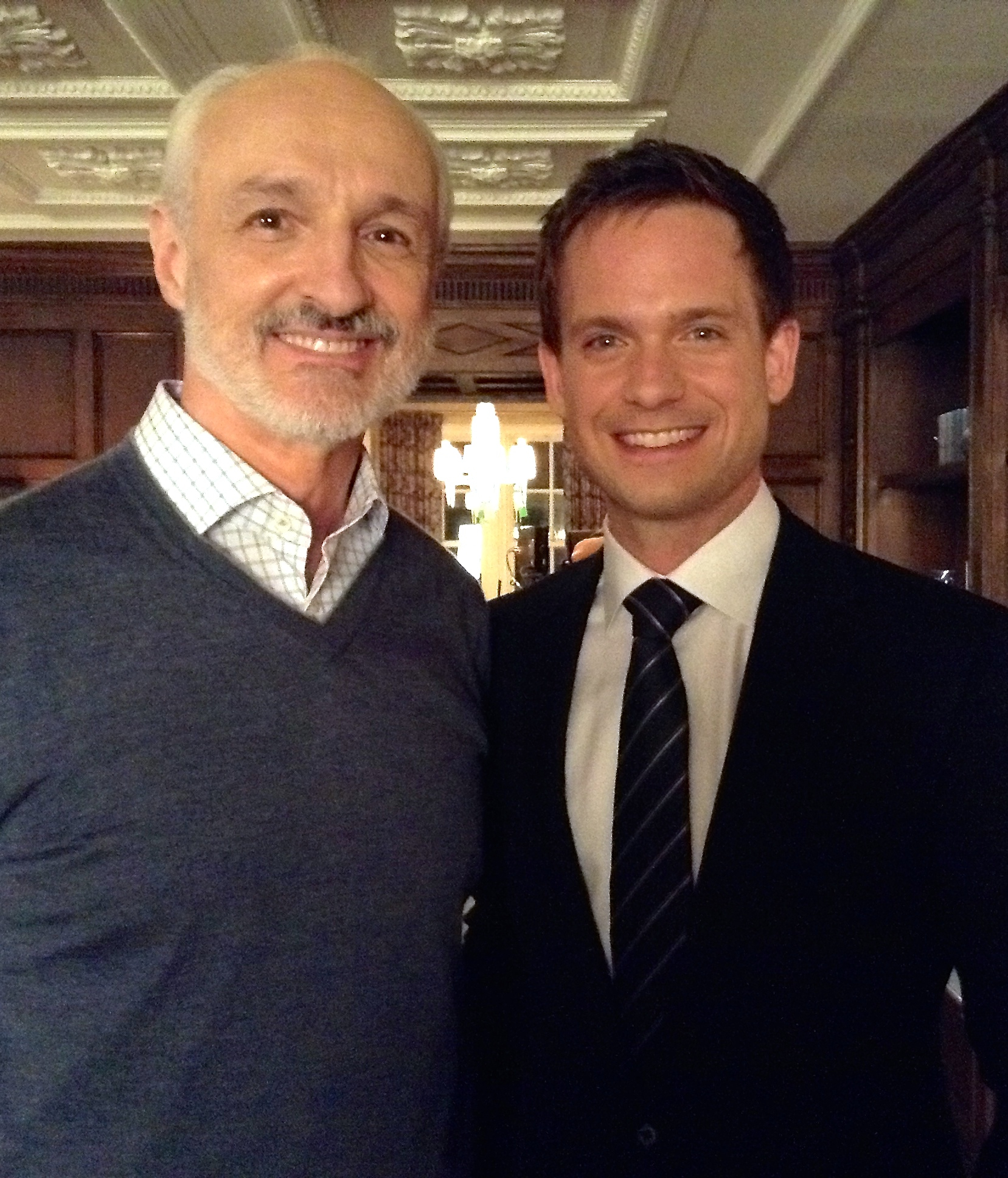 Michael Gross and Patrick J. Adams on the set of SUITS. Michael reoccurs as character 