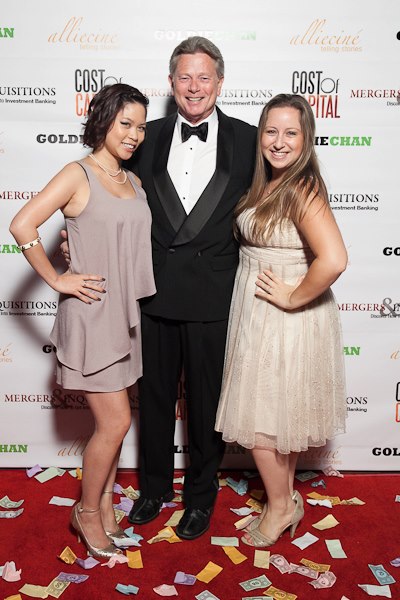 Timothy Guest on the Cost Of Capital series premiere red carpet with executive producer Goldie Chan and producer Allison Vanore.