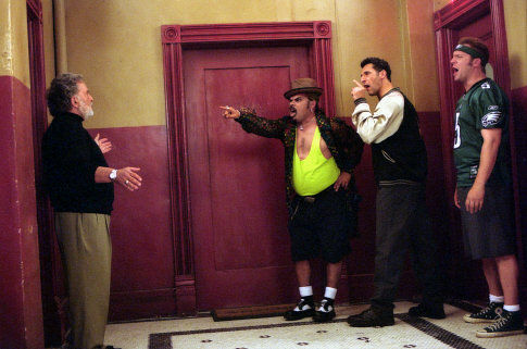 (l to r) An innocent bystander (Sid Ganis) incurs the wrath of three members of an unusual anger management group, Lou (Luis Guzman), Chuck (John Turturro) and Nate (Jonathan Loughran).