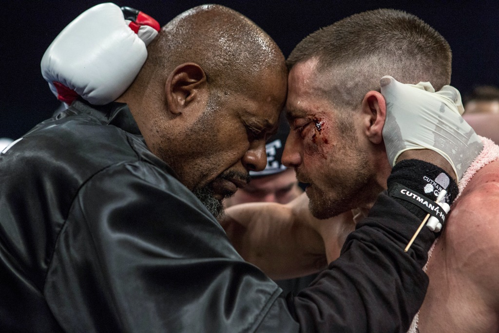 Still of Forest Whitaker and Jake Gyllenhaal in Southpaw (2015)