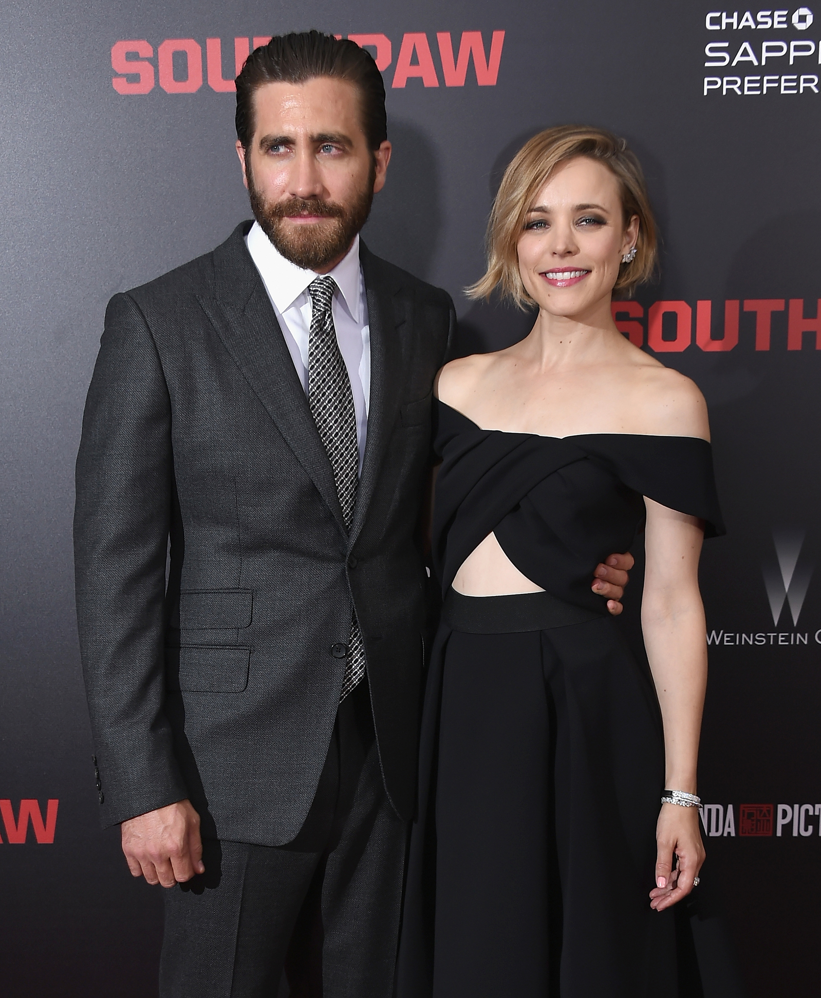 Jake Gyllenhaal and Rachel McAdams at event of Southpaw (2015)