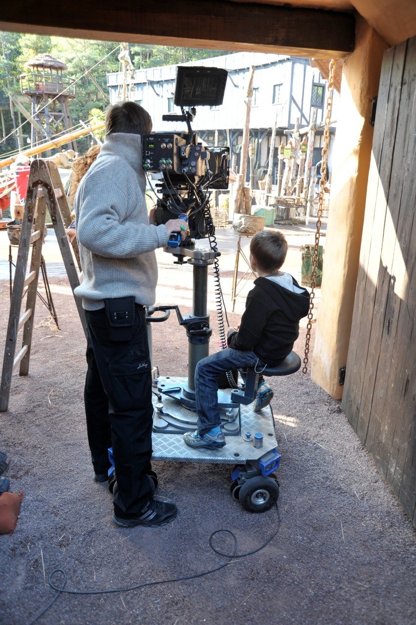 Ole Mathias (8) visiting the set of the NRK series Sabeltann in Kristiansand