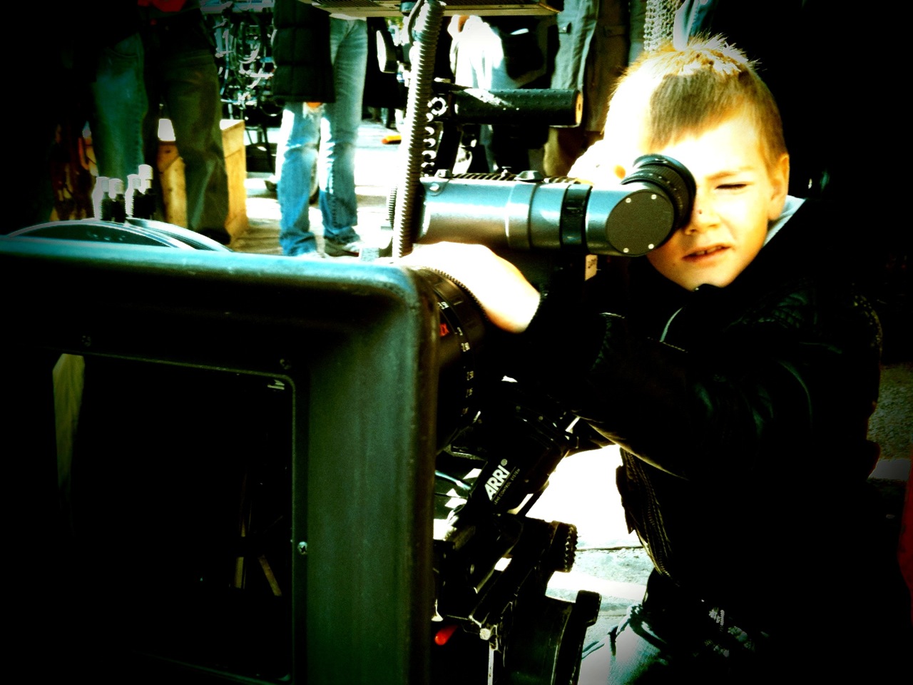 Ole (7) on the set behind an Arri D20 on the NRK 26 episodes childrens tv-serie Captain Sabletooth directed by Mathias Calmeyer.
