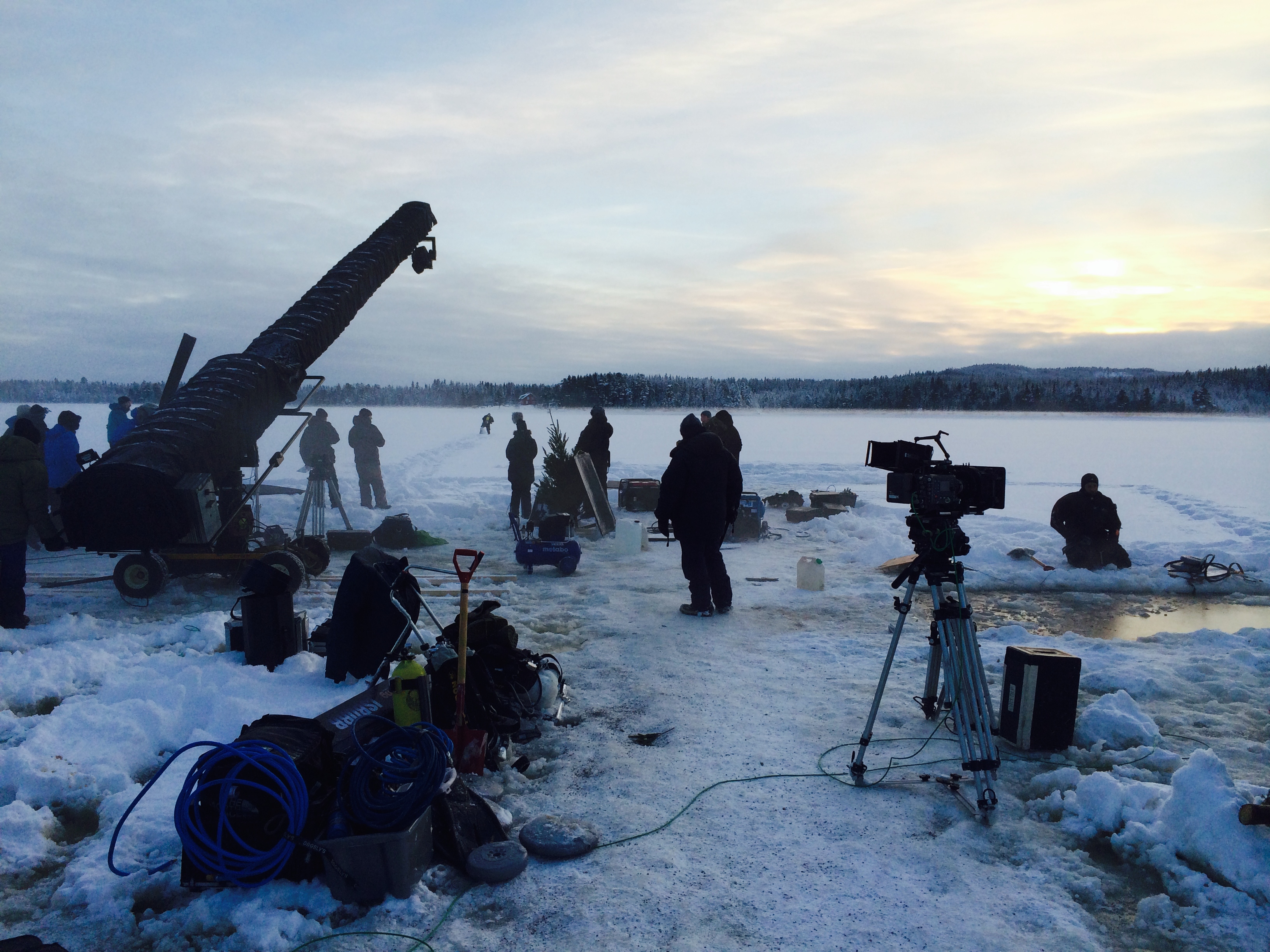 Lilyhammer Season 3. Filming at Sjursjøen in minus 20 degress Celsius with 30