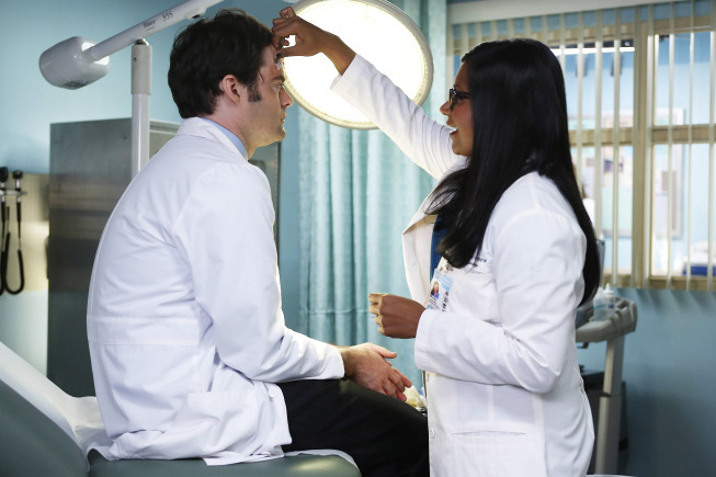 Still of Bill Hader and Mindy Kaling in The Mindy Project (2012)
