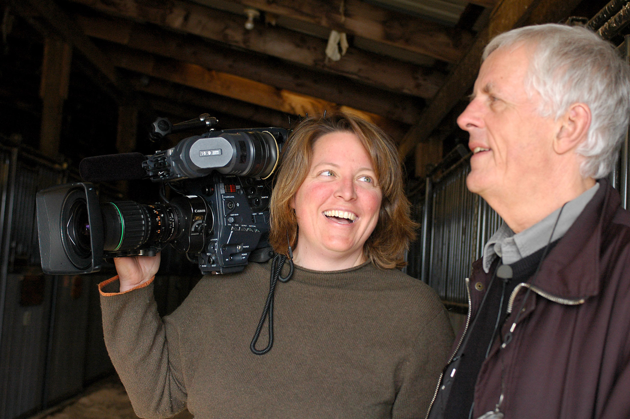 Shana Hagan, DP, and Director Michael Apted shooting 