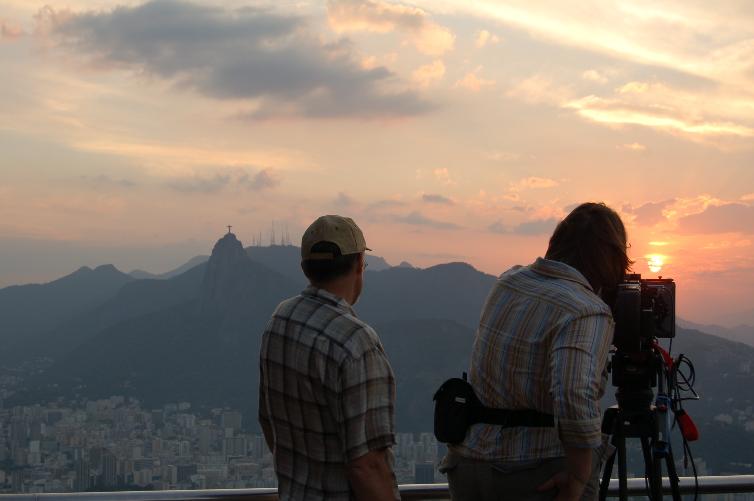 Shana Hagan, DP, and Director Ted Thomas, shoot a sunset over Rio de Janeiro for 