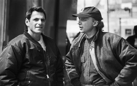 Ken Olin and director Paul Haggis on the set of 