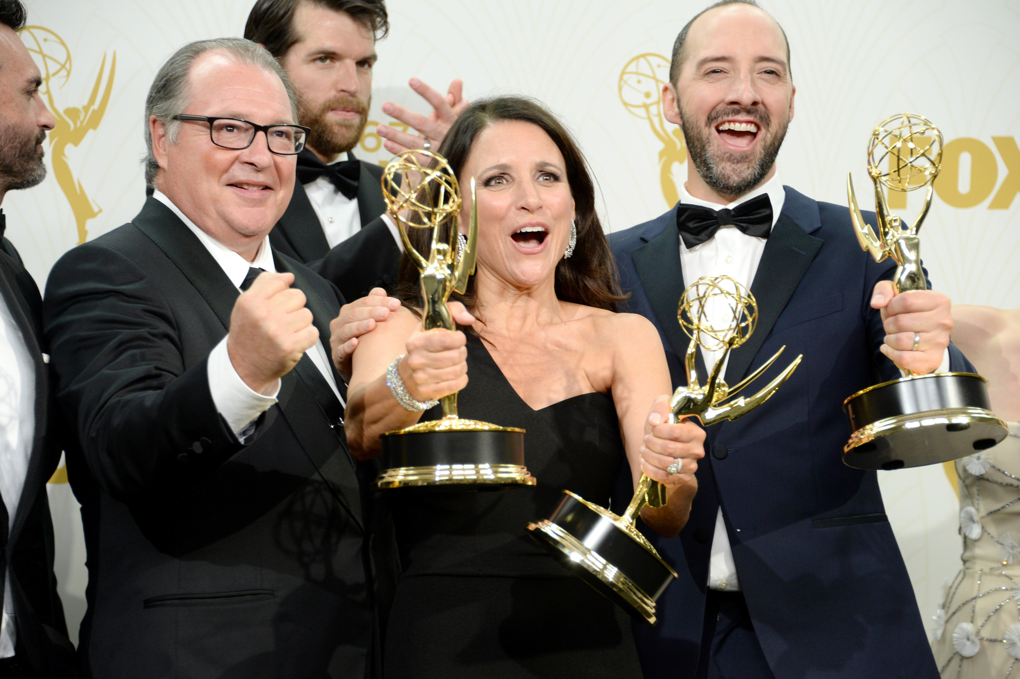 Julia Louis-Dreyfus, Kevin Dunn, Tony Hale and Timothy Simons at event of The 67th Primetime Emmy Awards (2015)
