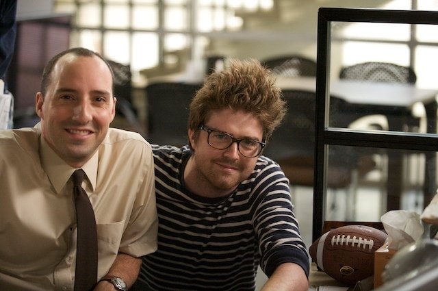 Actor Tony Hale and Executive Producer Tom Bannister on the set of SXM & NBC's 'Ctrl'.