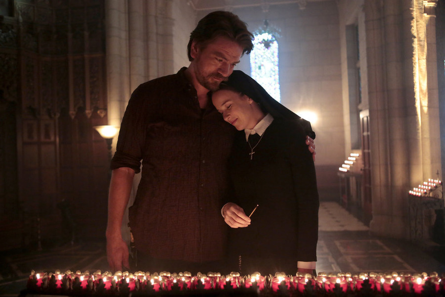 Still of Charles Halford and Claire van der Boom in Constantine (2014)