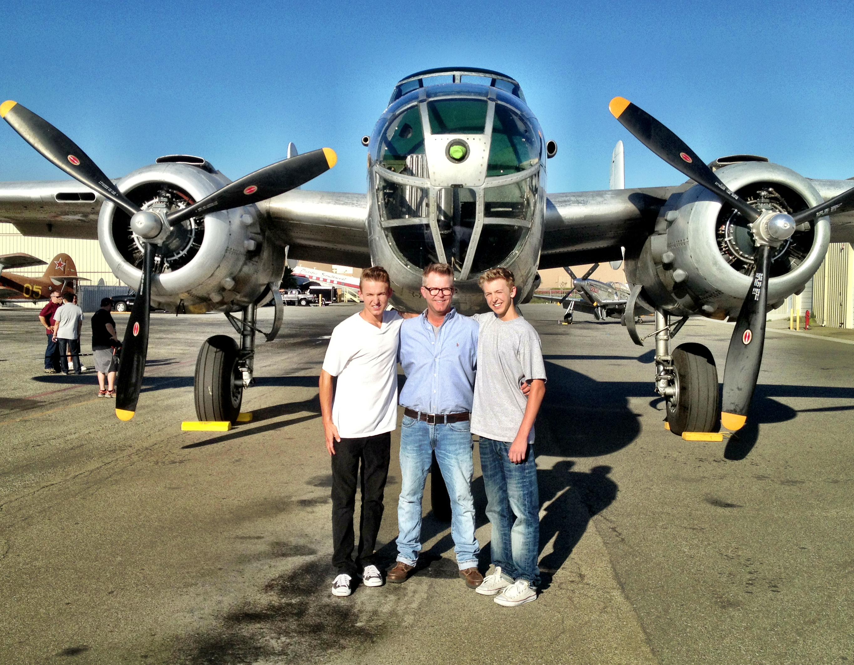 with my boys Jack and Luke before they fly in the B-25