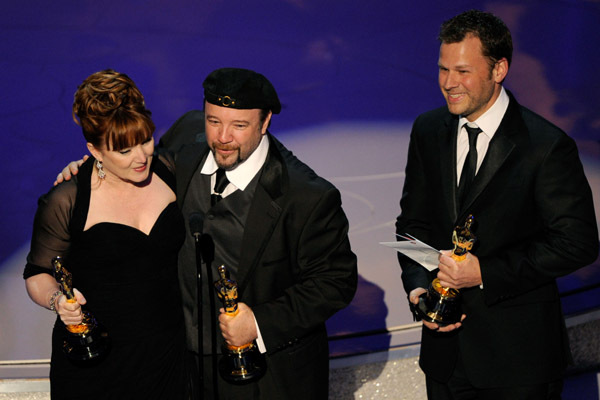 Barney Burman, Mindy Hall and Joel Harlow at event of The 82nd Annual Academy Awards (2010)