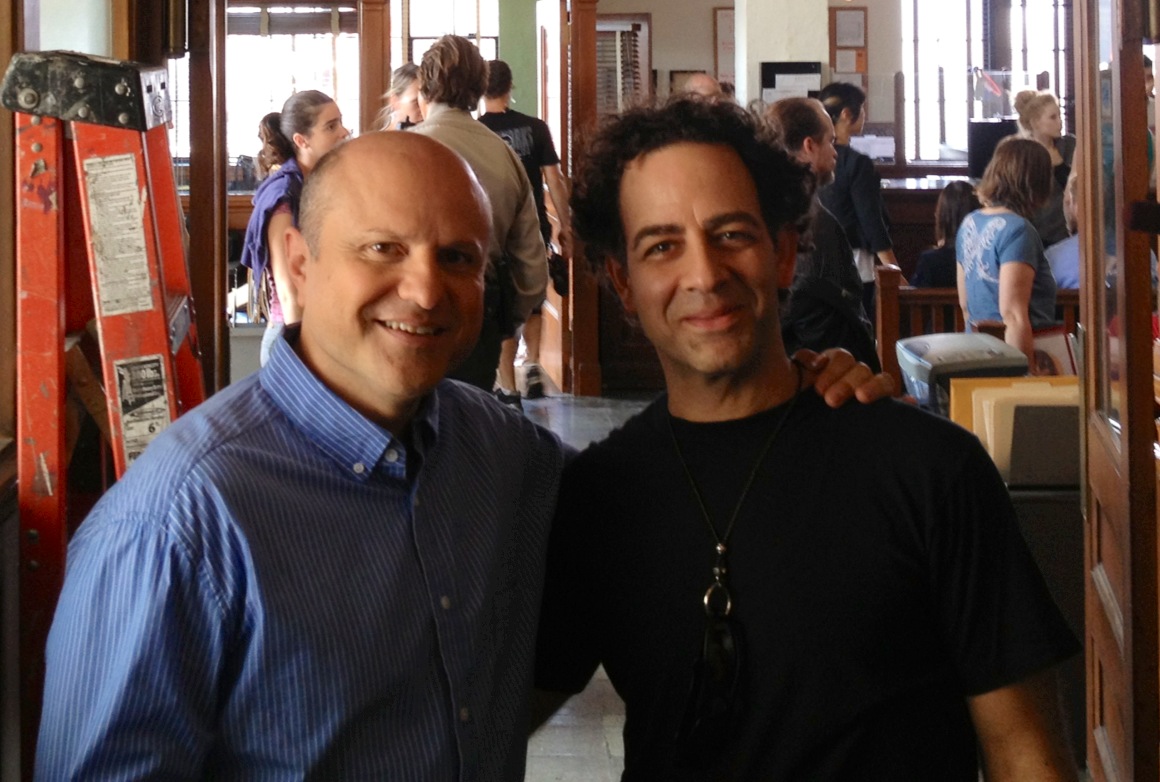 With Enrico Colantoni on the set of the new Veronica Mars movie.