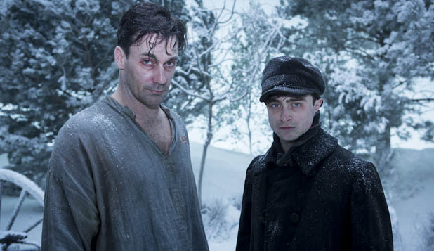 Still of Jon Hamm and Daniel Radcliffe in A Young Doctor's Notebook (2012)