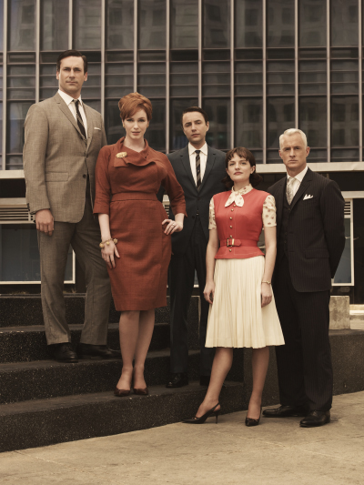 Still of Elisabeth Moss, Jon Hamm, Christina Hendricks, Vincent Kartheiser and John Slattery in MAD MEN. Reklamos vilkai (2007)