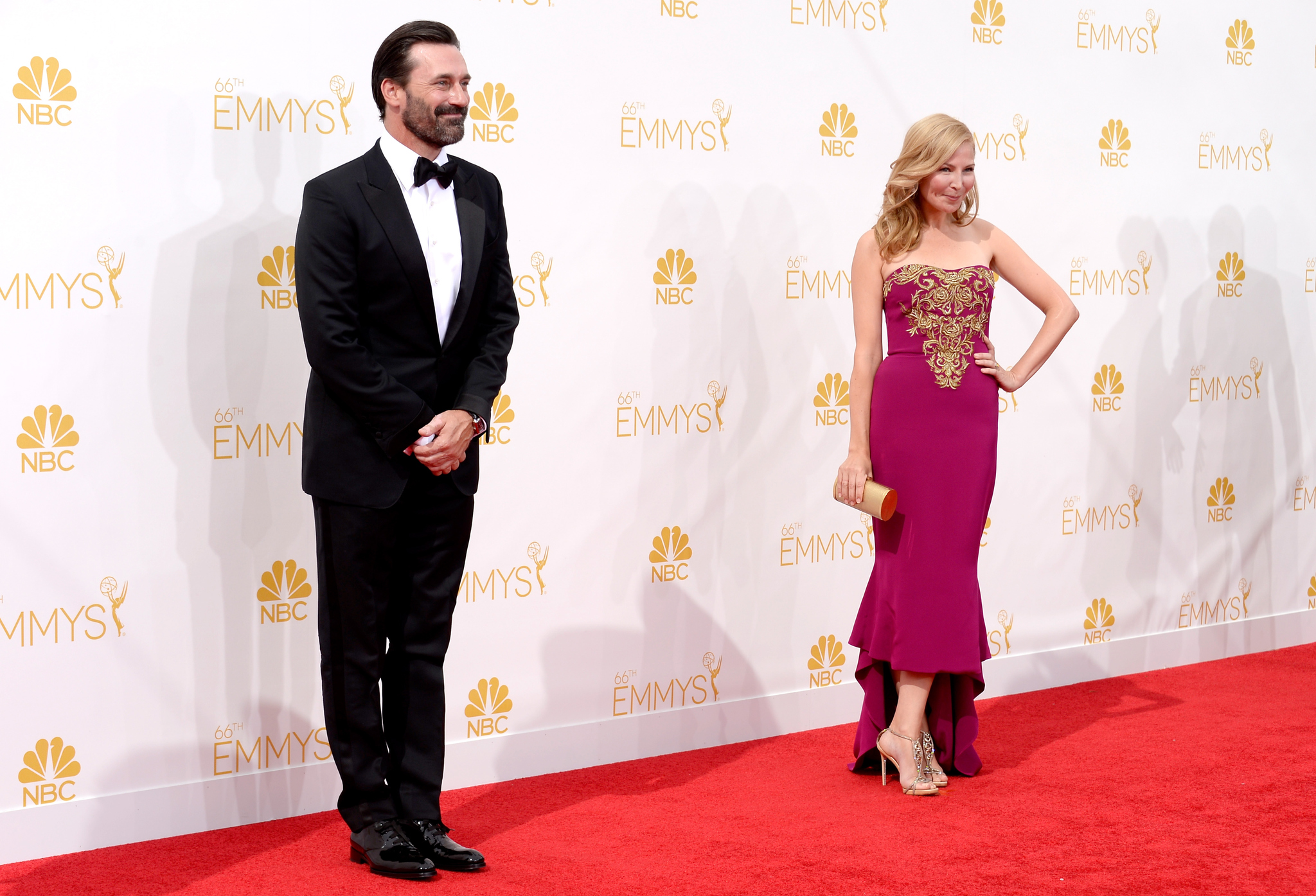 Jon Hamm and Jennifer Westfeldt at event of The 66th Primetime Emmy Awards (2014)