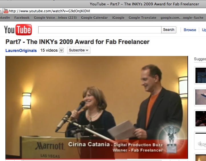 Cirina Catania receiving Inky Award for 