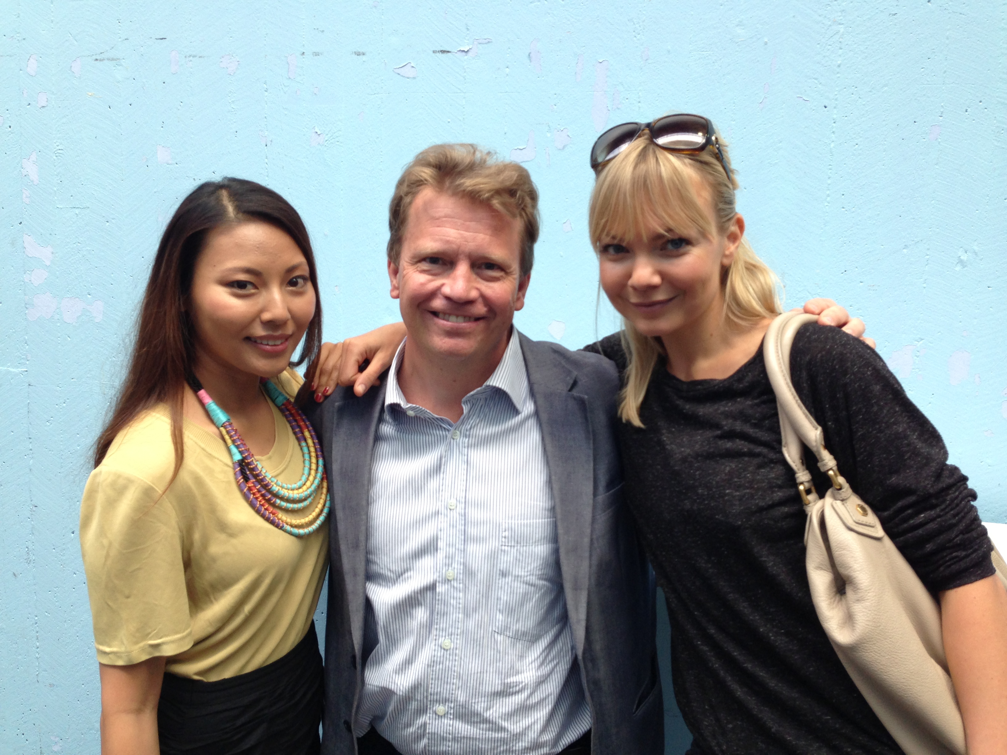 Director Harald Hamrell with actresses Lisette Pagler and Marie Robertsson, press conference for Real Humans, season 2.
