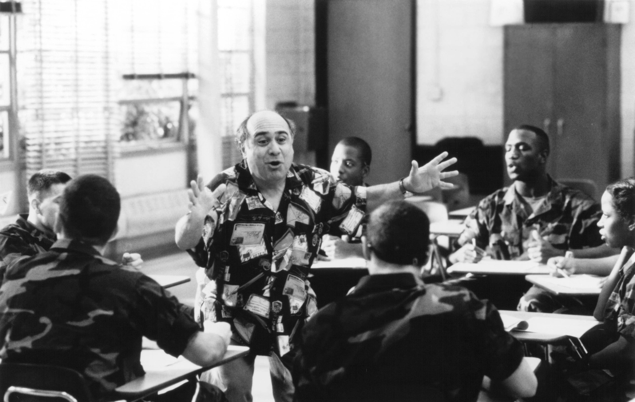 Still of Danny DeVito, Stacey Dash, Kadeem Hardison and Richard T. Jones in Renaissance Man (1994)