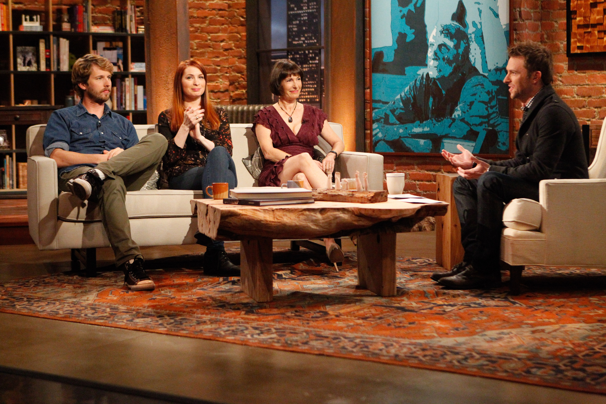 Still of Gale Anne Hurd, Chris Hardwick, Felicia Day and Jon Heder in Talking Dead (2011)