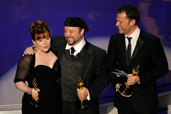 Barney Burman, Mindy Hall and Joel Harlow at event of The 82nd Annual Academy Awards (2010)