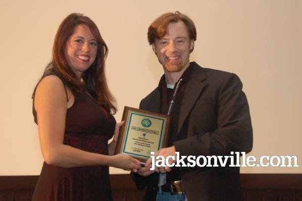 R. Keith Harris at Jacksonville Film Fest. Accepting award for Best Feature Screenplay - 2nd place for his screenplay Damascus Road.