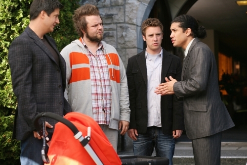 Still of Rick Gonzalez, Bret Harrison, Tyler Labine and Ken Marino in Reaper (2007)