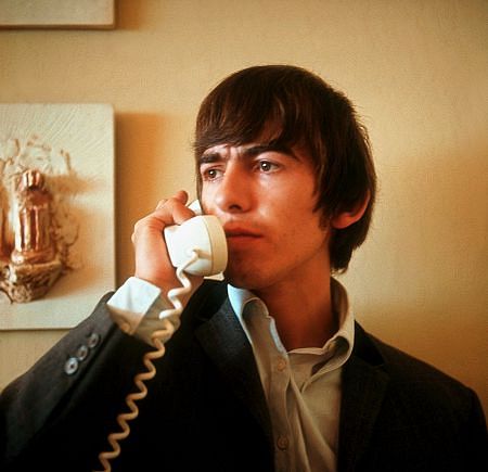 George Harrison on the phone