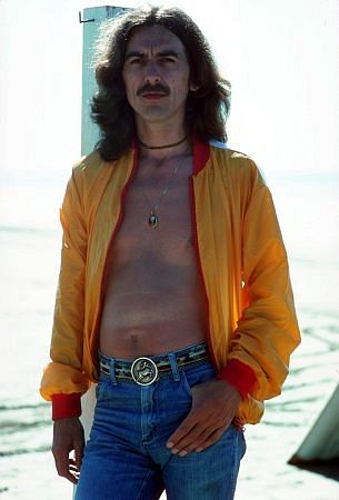 George Harrison in Acapulco sporting blue jeans and windbreaker January 1977