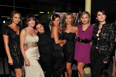 Carrie Fisher, Briana Evigan, Margo Harshman, Rumer Willis, Leah Pipes, Jamie Chung and Audrina Patridge at event of Sorority Row (2009)