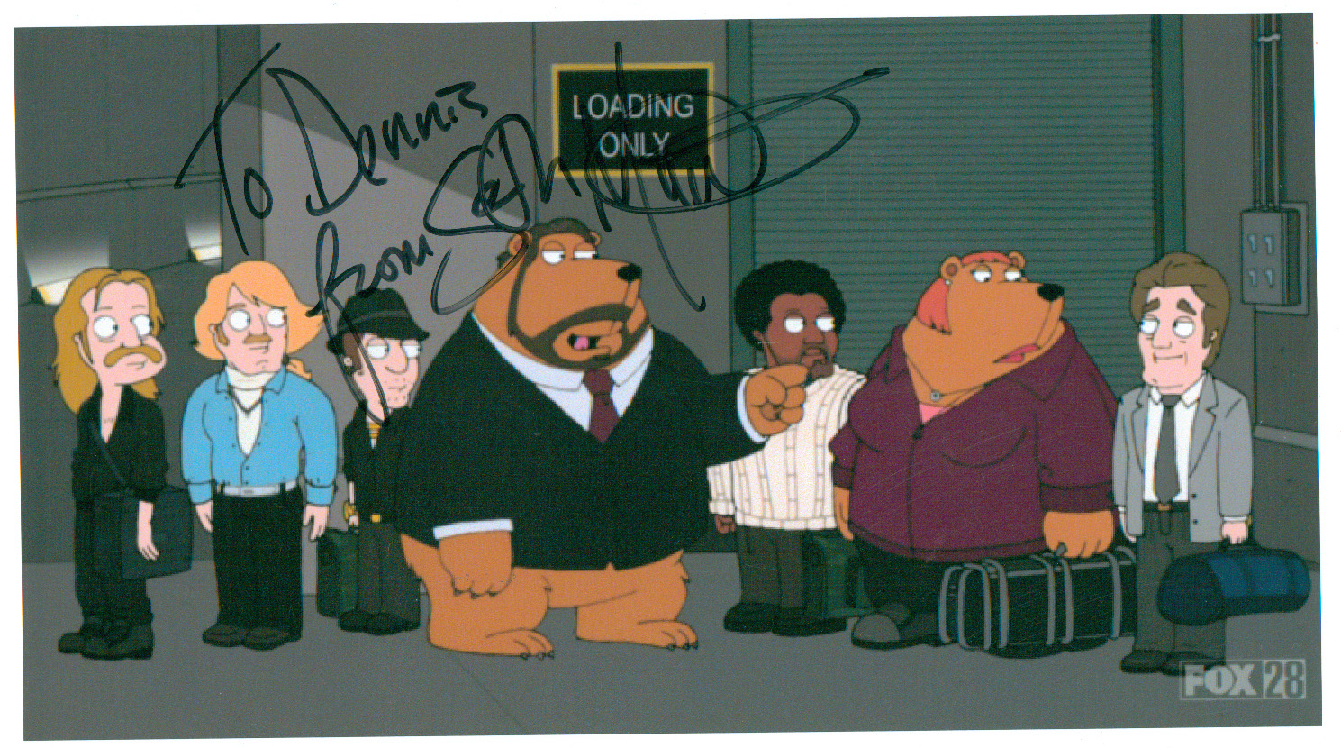 Seth MacFarlane took My Character from DIE HARD #1 Eddie and Called him the Guy Who Looks Like Huey Lewis, and to insult me he Hired Huey Lewis to Voice over my Character, so I had a mutual friend get me his autograph, and Huey gets all the Money
