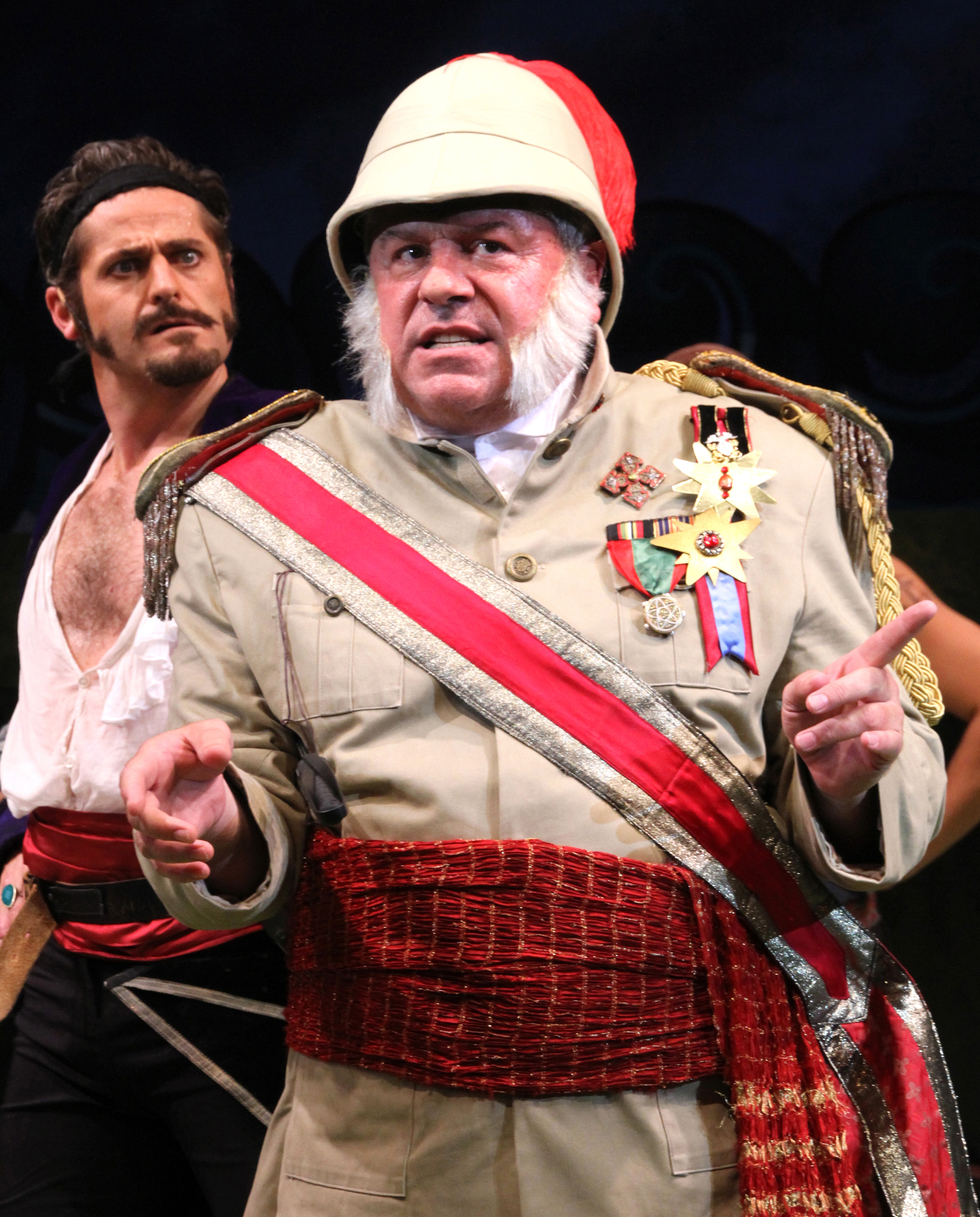 Steve Hayes as the Modern Major General with Pirate King Sean Martin Hingston in THE PIRATES OF PENZANCE at Connecticut Repertory Theatre